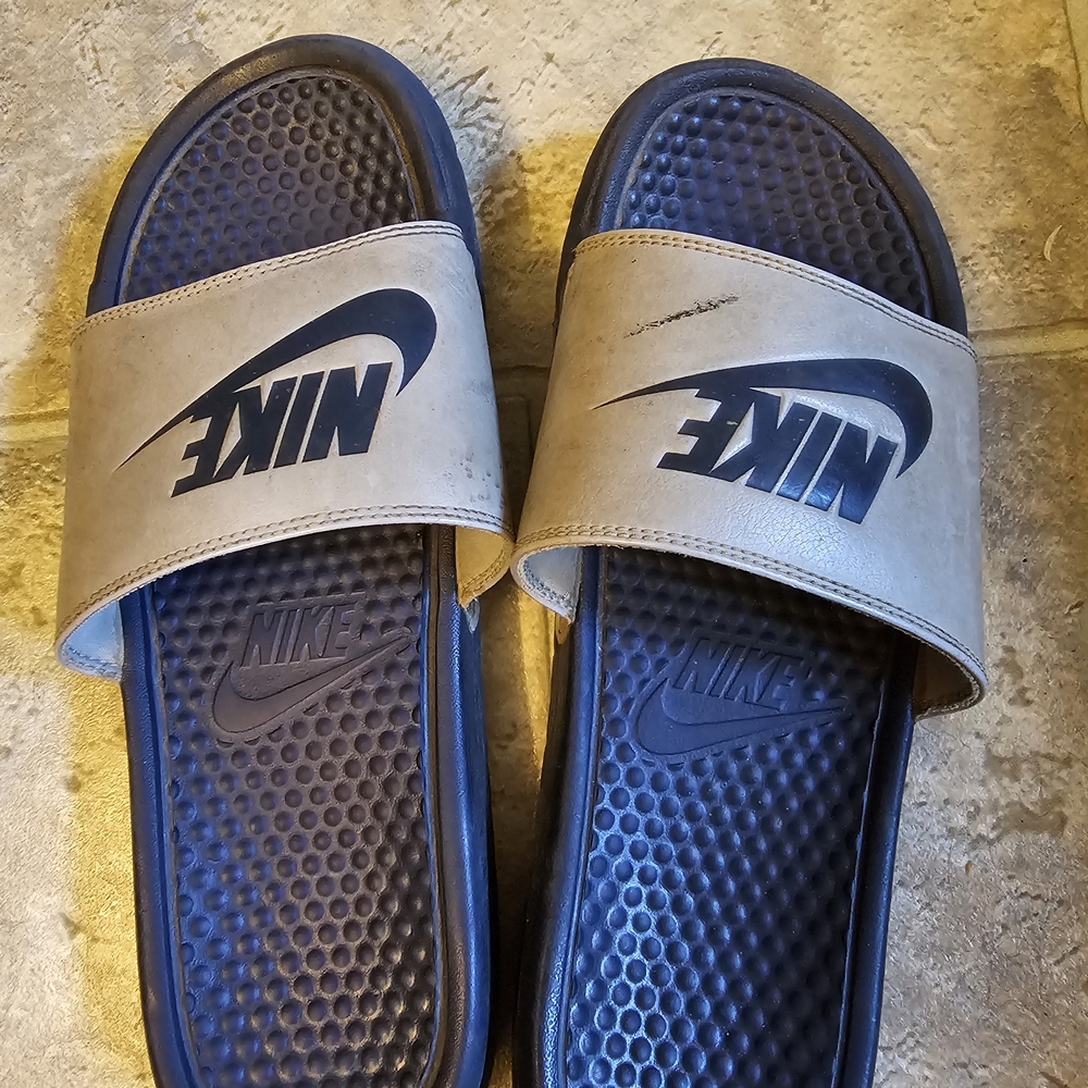 Nike Blue and Gray Slide Sandals